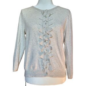 Anthropologie Sparrow Cardigan Sweater Women’s L Cream Ruffle Button Coquette